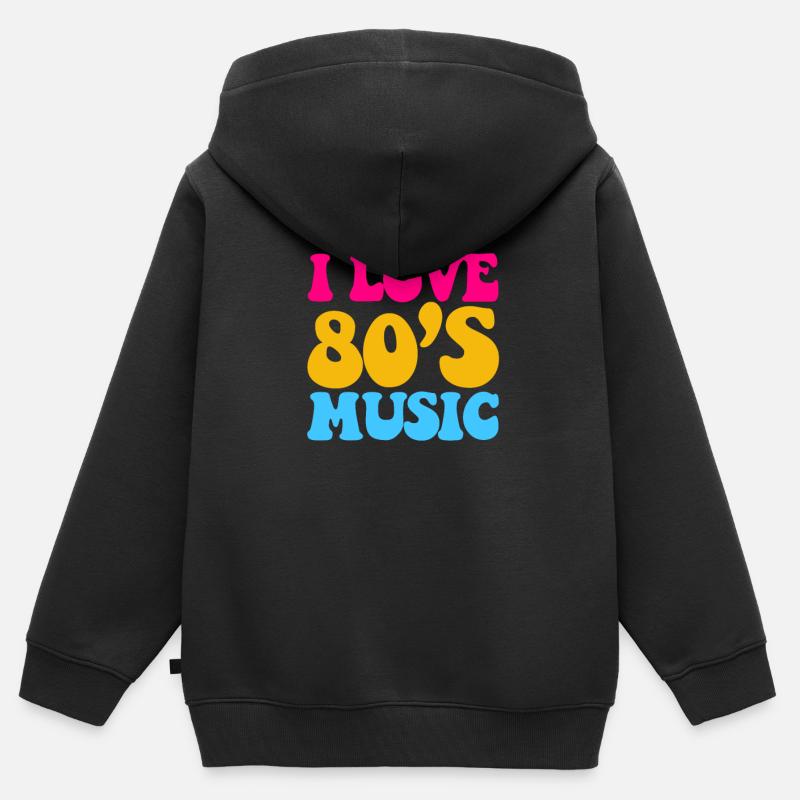 Années 80 - Sweat Premium à capuche zippé enfant bio - noir
