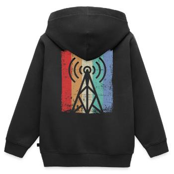 Amateur Radio Radio Radio Radio Radio Amateur Vintage - Kids Premium Organic Zip-up Hoodie - black - Back - AI Model Kid Male (0cm)