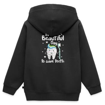 Zahnarzt - Kinder Premium Organic Zip Hoodie - Schwarz - Hinten - AI Model Kid Male (0cm)