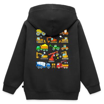 Baustelle Bagger Bauarbeiter Baufahrzeuge - Kinder Premium Organic Zip Hoodie - Schwarz - Hinten - AI Model Kid Male (0cm)