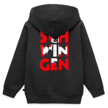 Schwingen Schweiz - Kinder Premium Organic Zip Hoodie - Schwarz - Hinten - AI Model Kid Male (0cm)
