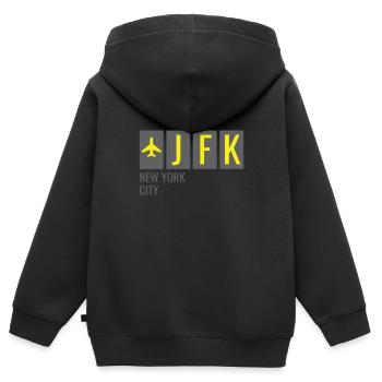 JFK New York City Flughafen Code - Kinder Premium Organic Zip Hoodie - Schwarz - Hinten - AI Model Kid Male (0cm)