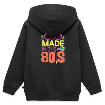 80er Jahre - Kinder Premium Organic Zip Hoodie - Schwarz - Hinten - AI Model Kid Male (0cm)