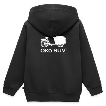 Lastenfahrrad - Öko SUV - Kinder Premium Organic Zip Hoodie - Schwarz - Hinten - AI Model Kid Male (0cm)