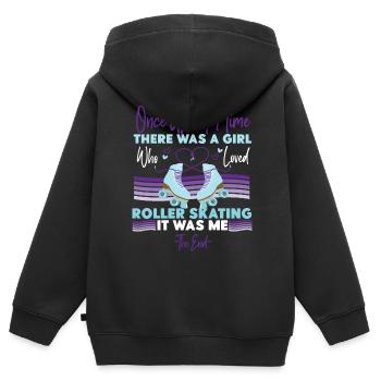 Cool Roller Skating Skate Girl - Kinder Premium Organic Zip Hoodie - Schwarz - Hinten - AI Model Kid Male (0cm)