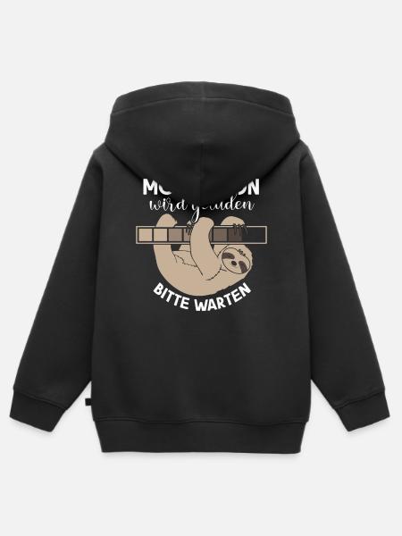 Motivation wird geladen Faultier - Kinder Premium Organic Zip Hoodie - Schwarz