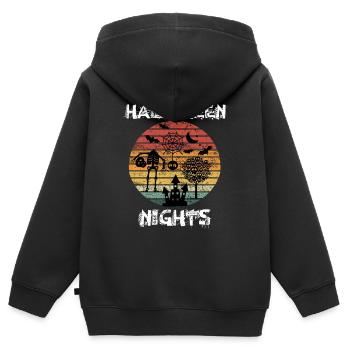Halloween Halloween Halloween Halloween Halloween - Sweat Premium à capuche zippé enfant bio - noir - Dos - AI Model Kid Male (0cm)