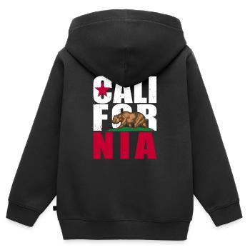 California State Flag Bear - Kinder Premium Organic Zip Hoodie - Schwarz - Hinten - AI Model Kid Male (0cm)