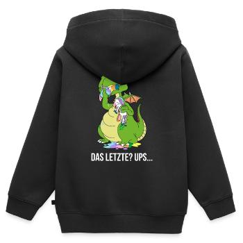 Lustiger Drachen Drache frisst Das Letzte Einhorn - Kinder Premium Organic Zip Hoodie - Schwarz - Hinten - AI Model Kid Male (0cm)