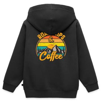 Road Trip Reise Abenteuer Urlaub Backpacker - Kinder Premium Organic Zip Hoodie - Schwarz - Hinten - AI Model Kid Male (0cm)