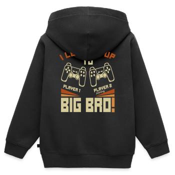 Video Gamer Gaming - I Leveled up to Big Bro - Kinder Premium Organic Zip Hoodie - Schwarz - Hinten - AI Model Kid Male (0cm)