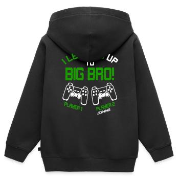 I Leveled up to Big Bro - Gaming Video Gamer - Kinder Premium Organic Zip Hoodie - Schwarz - Hinten - AI Model Kid Male (0cm)