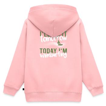 Planche à voile - Sweat Premium à capuche zippé enfant bio - rose - Dos - AI Model Kid Female (0cm)