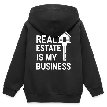 Agent immobilier immobilier agent immobilier maisons - Sweat Premium à capuche zippé enfant bio - noir - Dos - AI Model Kid Male (0cm)