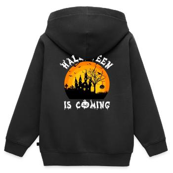 Halloween Halloween Halloween Halloween Halloween - Sweat Premium à capuche zippé enfant bio - noir - Dos - AI Model Kid Male (0cm)