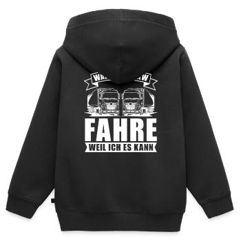 LKW Fahrer Lastwagenfahrer Fernfahrer Trucker - Kinder Premium Organic Zip Hoodie - Schwarz - Hinten - AI Model Kid Male (0cm)