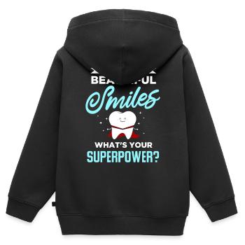 Dentiste Cadeau Dentist Dental Docteur Dents - Sweat Premium à capuche zippé enfant bio - noir - Dos - AI Model Kid Male (0cm)
