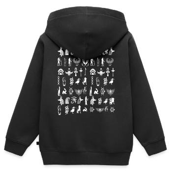 Hieroglyphe - Kinder Premium Organic Zip Hoodie - Schwarz - Hinten - AI Model Kid Male (0cm)