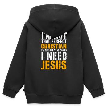 Jesus Jesus Jesus Christlich Christlich Christlich - Kinder Premium Organic Zip Hoodie - Schwarz - Hinten - AI Model Kid Male (0cm)