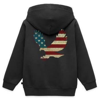 Aigle à tête blanche Amérique - Sweat Premium à capuche zippé enfant bio - noir - Dos - AI Model Kid Male (0cm)