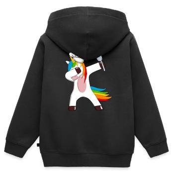 Cuisinière cuisinier amateur cuiller de licorne - Sweat Premium à capuche zippé enfant bio - noir - Dos - AI Model Kid Male (0cm)