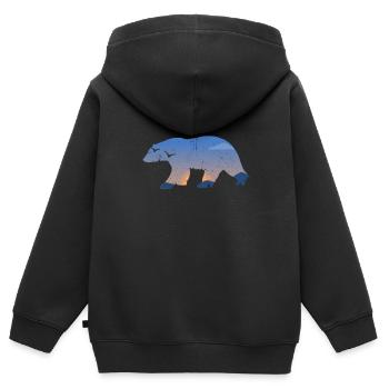 Bär - Kinder Premium Organic Zip Hoodie - Schwarz - Hinten - AI Model Kid Male (0cm)