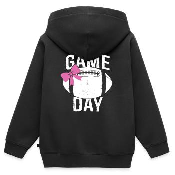 Football Game Day Pink - Kinder Premium Organic Zip Hoodie - Schwarz - Hinten - AI Model Kid Male (0cm)