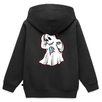 Cet Ou Spiritus A Avec de la crème glacée - Sweat Premium à capuche zippé enfant bio - noir - Dos - AI Model Kid Male (0cm)