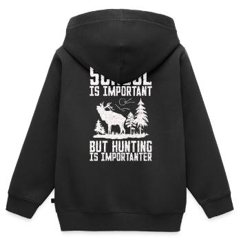 School Is Important But Hunting Is Importanter - Sweat Premium à capuche zippé enfant bio - noir - Dos - AI Model Kid Male (0cm)