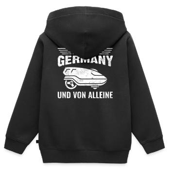 Mäht in Germany und von alleine - Kinder Premium Organic Zip Hoodie - Schwarz - Hinten - AI Model Kid Male (0cm)