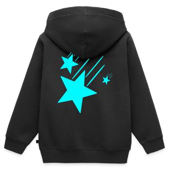 3 Turquoise Stars - Kids Premium Organic Zip-up Hoodie - black - Back - AI Model Kid Male (0cm)