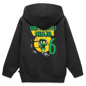 Kids Ninja 6th Birthday Boy Gift 6 years - Kids Premium Organic Zip-up Hoodie - black - Back - AI Model Kid Male (0cm)