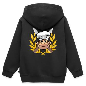 Koch Köchin Gourmet Affe Chefkoch Hobbykoch - Kinder Premium Organic Zip Hoodie - Schwarz - Hinten - AI Model Kid Male (0cm)