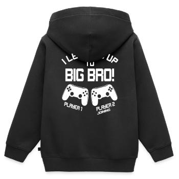 I Leveled up to Big Bro - Video Gamer Bruder - Kinder Premium Organic Zip Hoodie - Schwarz - Hinten - AI Model Kid Male (0cm)