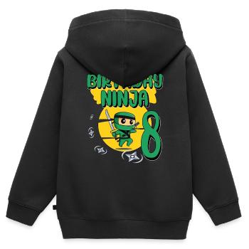 Kids Ninja 8th Birthday Boy Gift 8 years - Kids Premium Organic Zip-up Hoodie - black - Back - AI Model Kid Male (0cm)