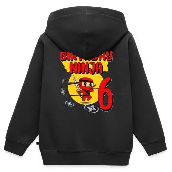 Kids Ninja 6th Birthday Boy Gift 6 years - Kids Premium Organic Zip-up Hoodie - black - Back - AI Model Kid Male (0cm)