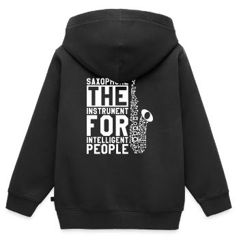 Saxophon Saxofon Musiker Saxophonist Musikschule - Kinder Premium Organic Zip Hoodie - Schwarz - Hinten - AI Model Kid Male (0cm)