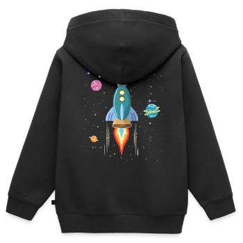 Rakete Weltraum Raumfahrt Raumschiff - Kinder Premium Organic Zip Hoodie - Schwarz - Hinten - AI Model Kid Male (0cm)