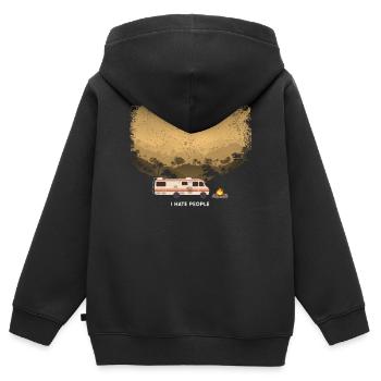 Camping Motorhome Campervan - Kinder Premium Organic Zip Hoodie - Schwarz - Hinten - AI Model Kid Male (0cm)