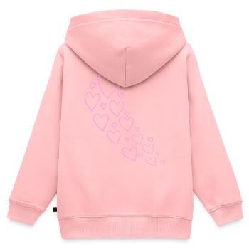 Aufsteigende Rosa Herzen - Kinder Premium Organic Zip Hoodie - Rosa - Hinten - AI Model Kid Female (0cm)