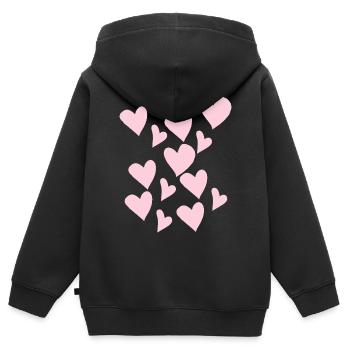 Cœurs roses délicats - Sweat Premium à capuche zippé enfant bio - noir - Dos - AI Model Kid Male (0cm)