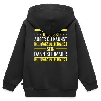 Dortmund Fan Fußball Sport Fanartikel - Kinder Premium Organic Zip Hoodie - Schwarz - Hinten - AI Model Kid Male (0cm)