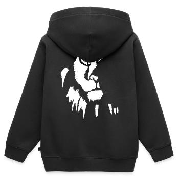 Weißer Löwe im Schatten - Kinder Premium Organic Zip Hoodie - Schwarz - Hinten - AI Model Kid Male (0cm)