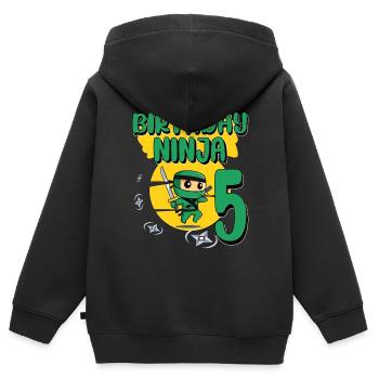 Kids Ninja 5th Birthday Boy Gift 5 years - Kids Premium Organic Zip-up Hoodie - black - Back - AI Model Kid Male (0cm)