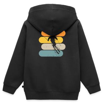 Skieur - Sweat Premium à capuche zippé enfant bio - noir - Dos - AI Model Kid Male (0cm)