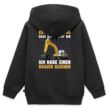 Entschuldigung ich habe einen Bagger gesehen - Kinder Premium Organic Zip Hoodie - Schwarz - Hinten - AI Model Kid Male (0cm)