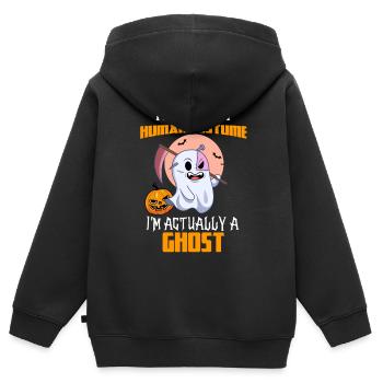 Halloween Halloween Halloween Halloween Halloween - Sweat Premium à capuche zippé enfant bio - noir - Dos - AI Model Kid Male (0cm)