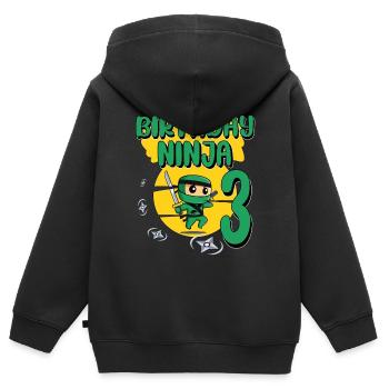 Kinder Ninja 3. Geburtstag Junge Geschenk 3 Jahre - Kinder Premium Organic Zip Hoodie - Schwarz - Hinten - AI Model Kid Male (0cm)