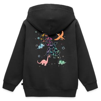 Oskar - Schöner Jungen Name mit coolen Dinos - Kinder Premium Organic Zip Hoodie - Schwarz - Hinten - AI Model Kid Male (0cm)