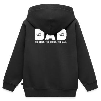 Camion benne à benne basculante disant drôle cadeau - Sweat Premium à capuche zippé enfant bio - noir - Dos - AI Model Kid Male (0cm)